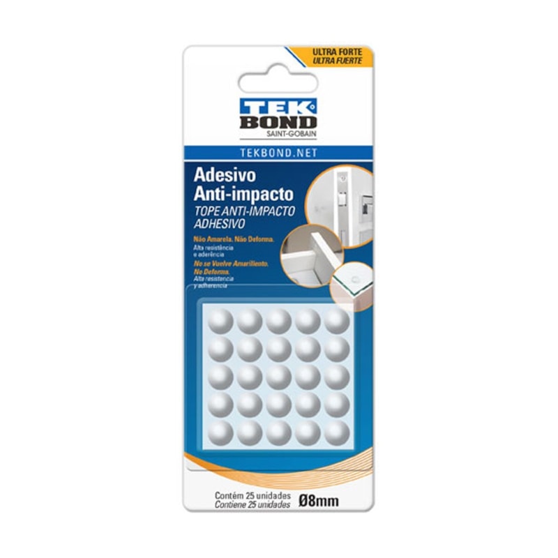 Adesivo Anti-Impacto Gota 8mm Com 25 Unidades Tek Bond