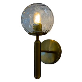 Arandela Globe Dourada Com Globo Transparente 1 Lampada E27 Eletrorastro