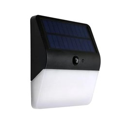 Arandela Solar Preta Com Sensor De Movimento Luz Branco Frio Ecoforce