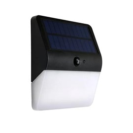 Arandela Solar Preta Com Sensor De Movimento Luz Branco Quente Ecoforce
