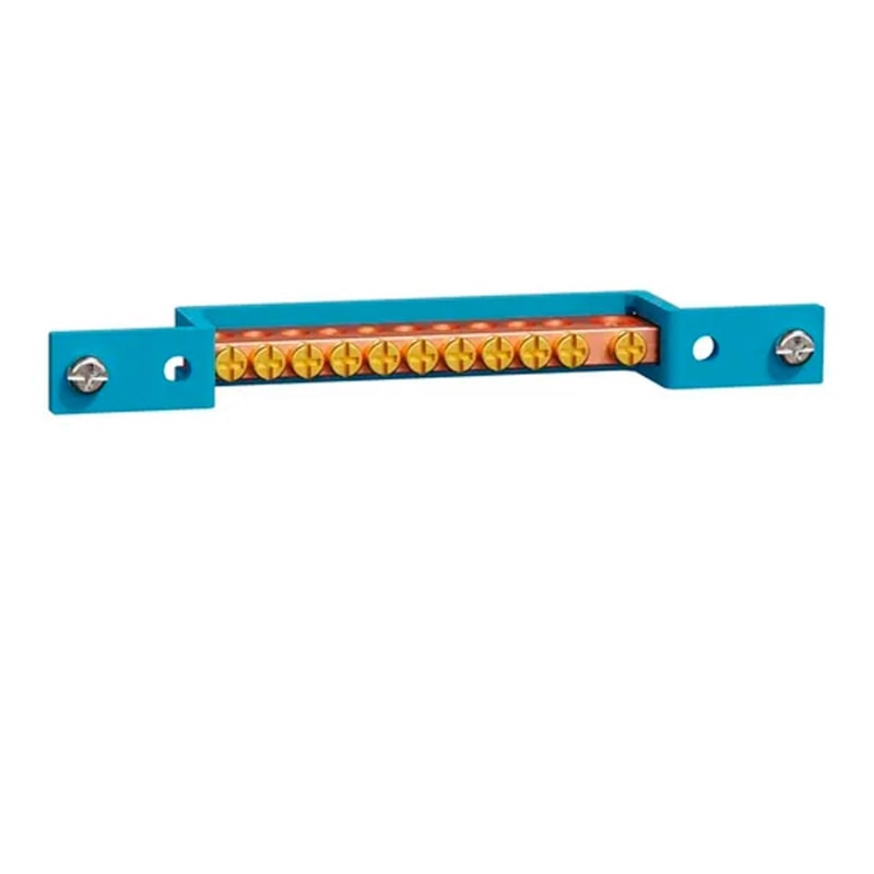 Barra Neutro 11 Furos 16/24/36/48 Din Com Suporte Base Azul Schneider
