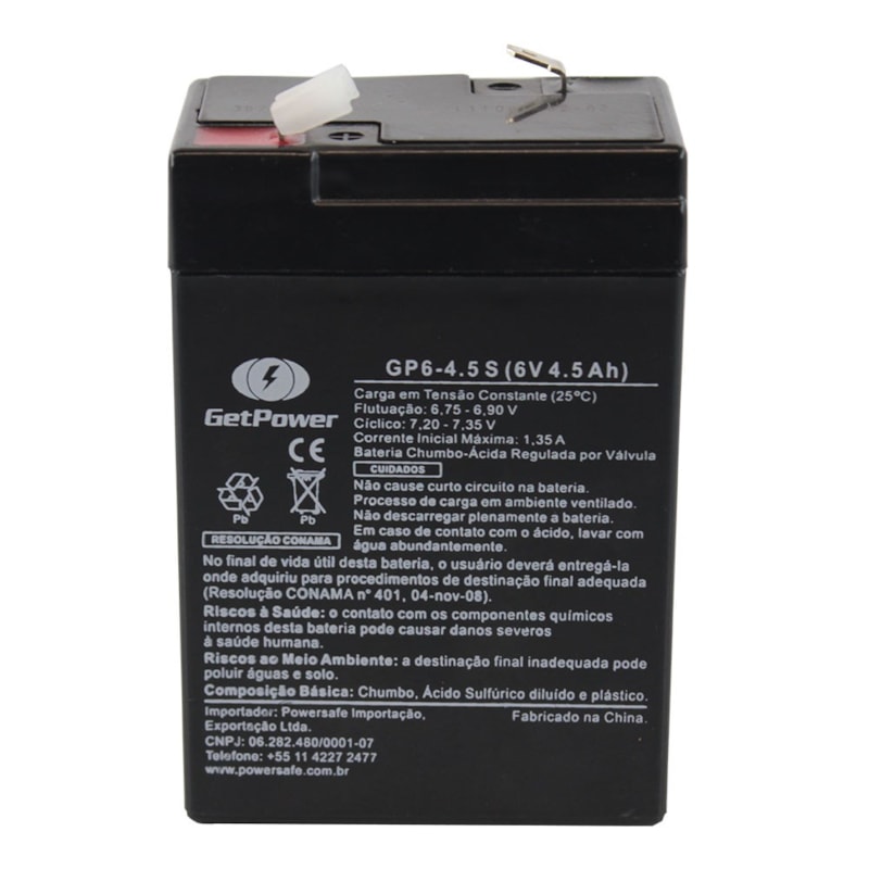 Bateria Selada 6V Fp640 4,5Ah Para Luminária De Emergência Sec Power