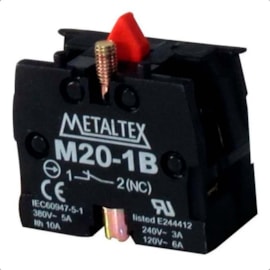 Bloco de Contato 1NF para Botão M20-1B Metaltex Bloco de Contato 1NF para Botão M20-1B Metaltex