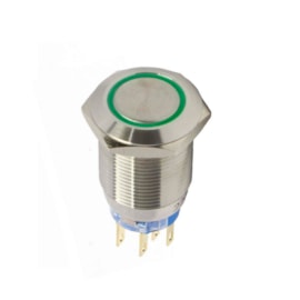 Botão Antivandalismo Iluminado 19mm 2Rev 220VCA Alternado Luz Verde Metaltex Botão Antivandalismo Iluminado 19mm 2Rev 220VCA Alternado Luz Verde Metaltex