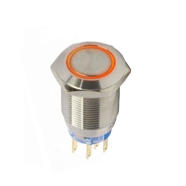 Botão Antivandalismo Iluminado 19mm 2Rev 220VCA Alternado Luz Vermelha Metaltex Botão Antivandalismo Iluminado 19mm 2Rev 220VCA Alternado Luz Vermelha Metaltex