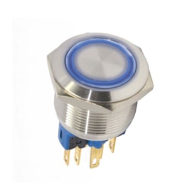 Botão Antivandalismo Iluminado 22mm 110/220VCA Momentâneo Luz Azul Metaltex Botão Antivandalismo Iluminado 22mm 110/220VCA Momentâneo Luz Azul Metaltex