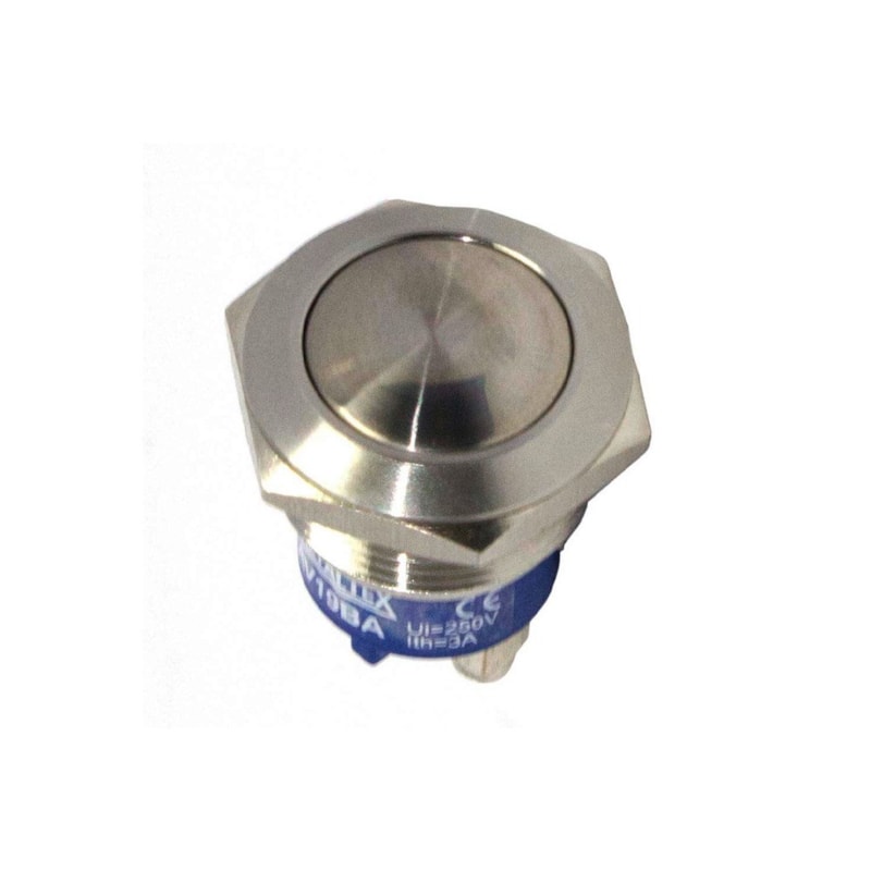 Botão Antivandalismo Momentâneo 19mm 1NA Aço Inox AV19BA Metaltex