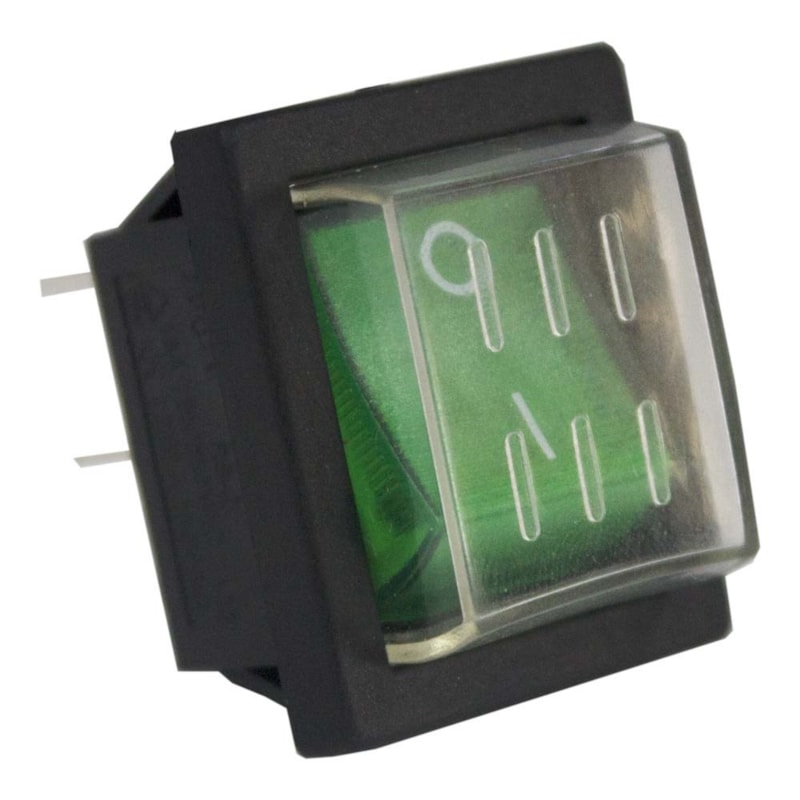 Botão Chave Selada Liga/desliga Verde 16A 220V RS-201-1C-G Metaltex