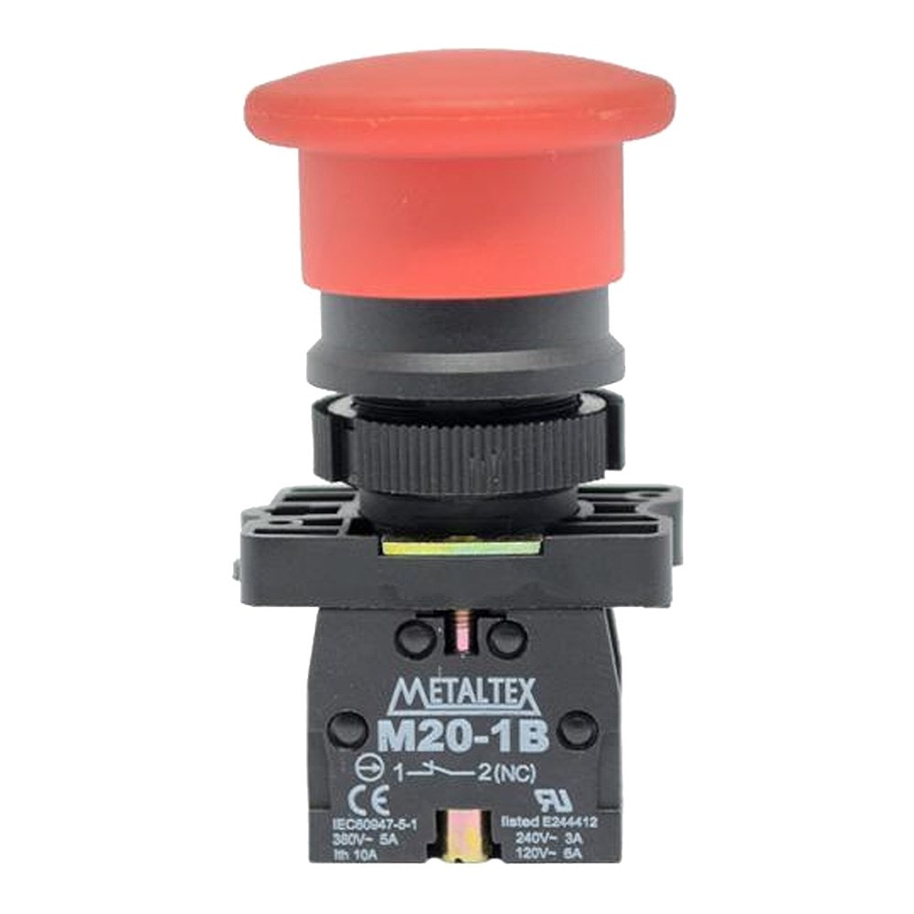Botão Cogumelo Pulsador Vermelho 1NF P20AMR-R-1B Metaltex