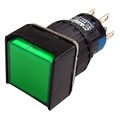 Botão Com Retenção Iluminado Quadrado 220V 2 Reversíveis Verde P16-IS2-G2 Metaltex
