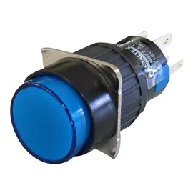 Botão Com Retenção Iluminado Redondo 220V 2 Reversíveis Azul P16-IR2-BL2 Metaltex