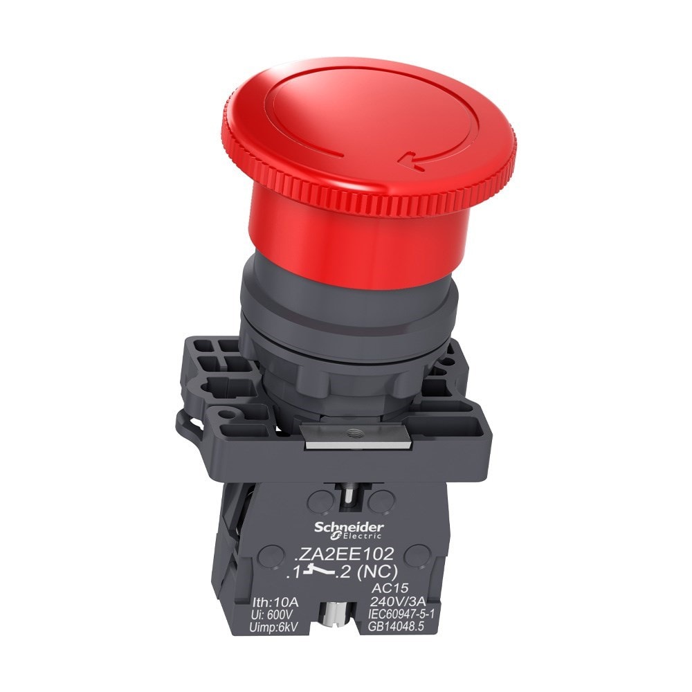 Botão de Emergência Giratório 22mm 1NF Vermelho XA2ES542 Schneider
