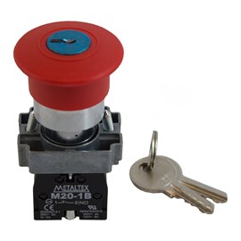 Botão De Emergência Vermelho Com Chave M20ACR-R-1B Metaltex