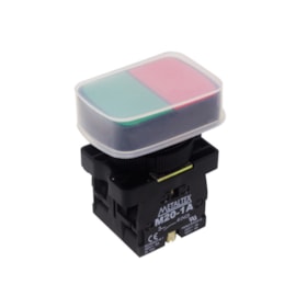 Botão Duplo Pulsador 22mm 1NA+1NF P20APL-1C com Capa Protetora Metaltex Botão Duplo Pulsador 22mm 1NA+1NF P20APL-1C com Capa Protetora Metaltex