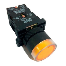 Botão Plano Iluminado 1NA+1NF Amarelo 24VCC/VCA Metaltex