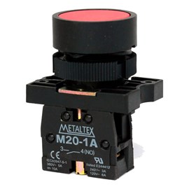 Botão Pulsador 1NA Vermelho P20AFR-R-1A Metaltex