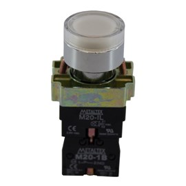 Botão Pulsador Iluminado Branco 1NA+1NF M20IGR-W-1C Metaltex