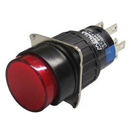 Botão Pulsador Iluminado Vermelho Redondo 24VCC P16-BR7-R2 Metaltex
