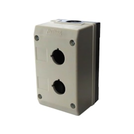 Caixa Plástica TN2-B2 2 Furos para Botão 22mm Cinza Metaltex Caixa Plástica TN2-B2 2 Furos para Botão 22mm Cinza Metaltex