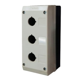 Caixa Plástica TN2-B3 3 Furos para Botão 22mm Cinza Metaltex Caixa Plástica TN2-B3 3 Furos para Botão 22mm Cinza Metaltex