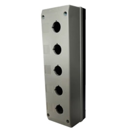 Caixa Plástica TN2-B5 5 Furos para Botão 22mm Cinza Metaltex Caixa Plástica TN2-B5 5 Furos para Botão 22mm Cinza Metaltex