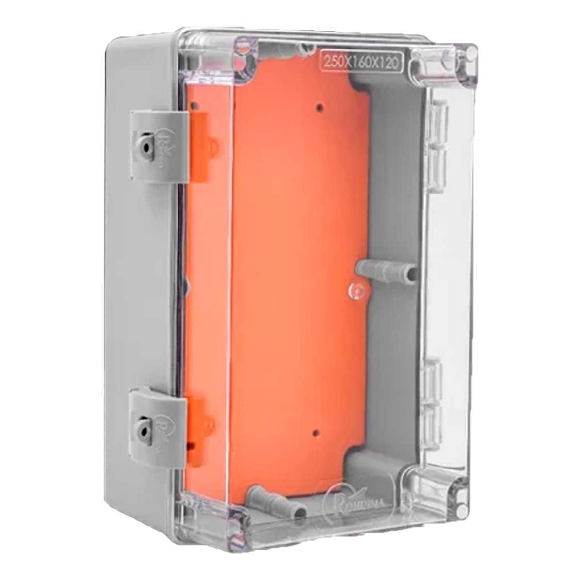 Caixa Rohdbox 190x150x110MM Cinza Tampa Transparente IP66 Rohdina
