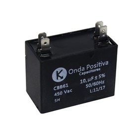 Capacitor Permanente Retangular 10uF 450VCA Onda Positiva