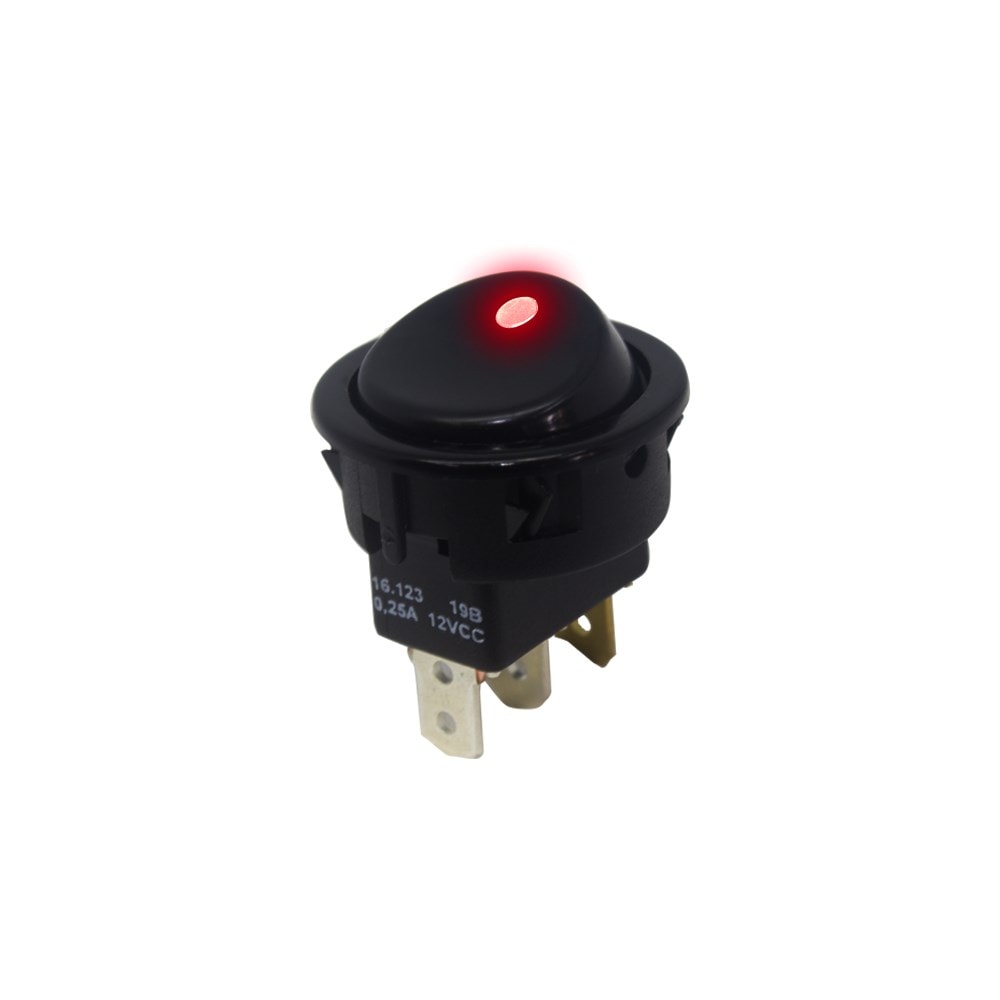 Chave 16123 Interruptor Tecla Unipolar LED Vermelho 6A 2 Posições