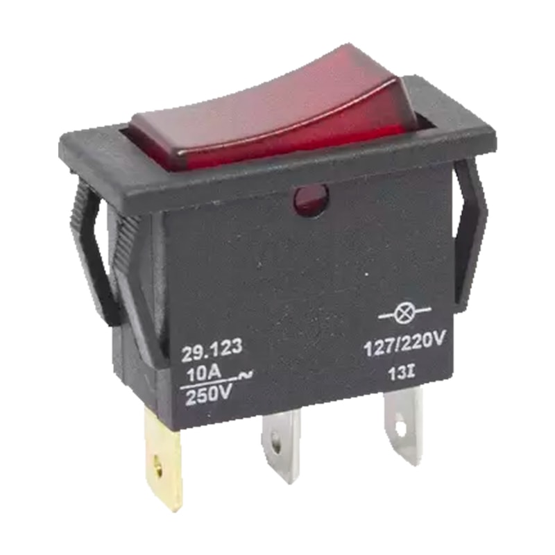Chave 29123 M1Ft1Ee3Q 10A Vermelha Com Led Bivolt Margirius