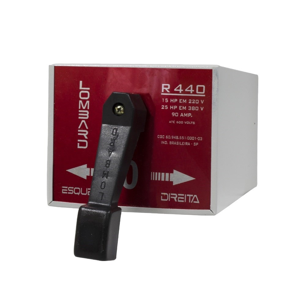 Chave Reversora Trifásica Parada em Zero 220V 15A RG-8100 Lombard