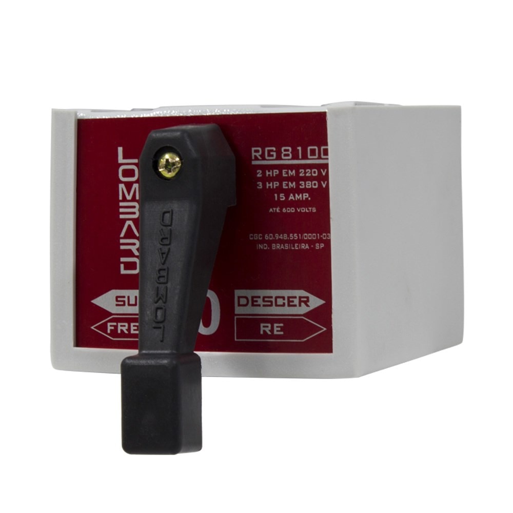 Chave Reversora Trifásica Parada em Zero 220V 15A RG-8100 Lombard