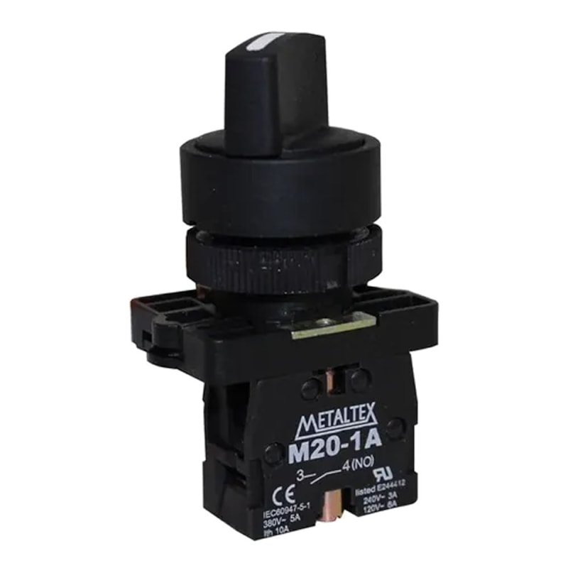 Chave Seletora 2 Posições Fixa 90º 1NA P20SCR2-B-1A Metaltex
