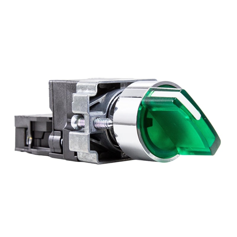 Chave Seletora Iluminada Verde 2 Posições Fixas 220Vca Metaltex