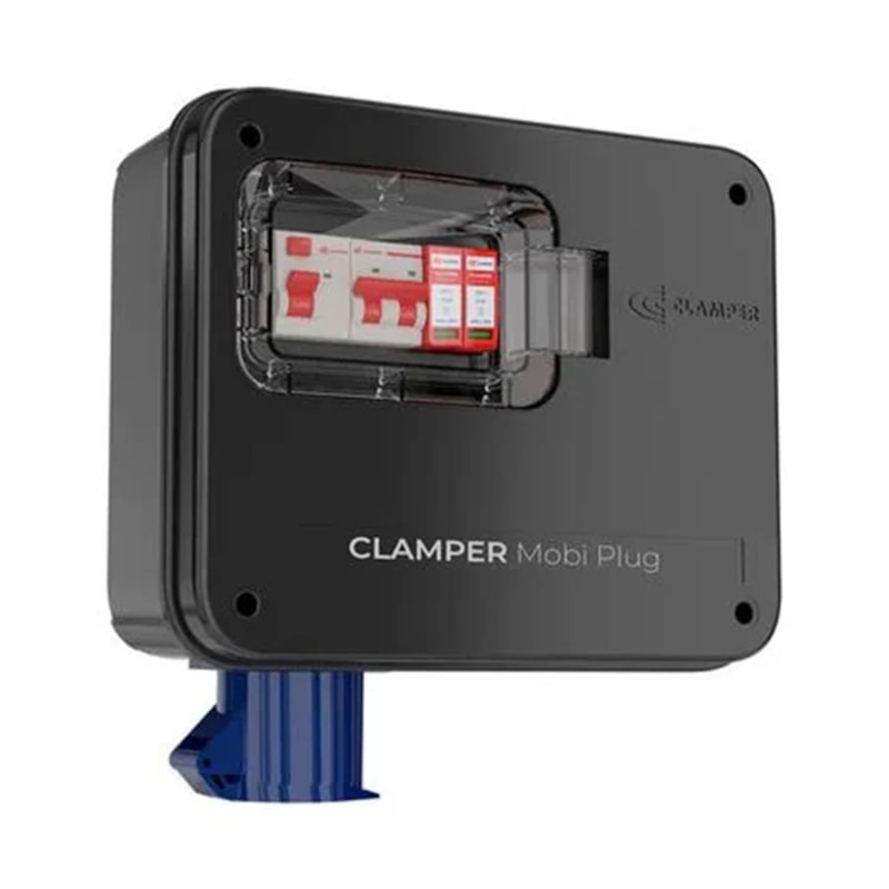 Clamper Mobi Plug 220V 8Kw Preto Com Tomada 32A Clamper