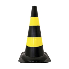 Cone de Sinalização 50cm Amarelo e Preto Plastcor Cone de Sinalização 50cm Amarelo e Preto Plastcor