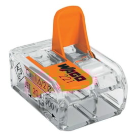 Conector Automático Bipolar 221-412 Transparente 100 Peças Wago Conector Automático Bipolar 221-412 Transparente 100 Peças Wago
