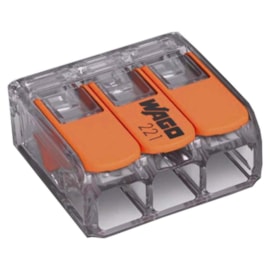 Conector Automático Tripolar 221-413 Transparente 50 Peças Wago Conector Automático Tripolar 221-413 Transparente 50 Peças Wago