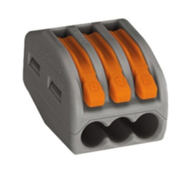 Conector Automático Tripolar 222-413 Cinza 4 Peças Wago Conector Automático Tripolar 222-413 Cinza 4 Peças Wago
