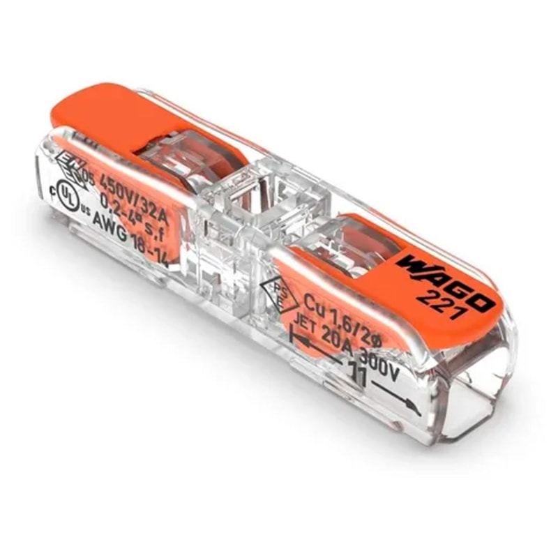 Conector Emenda 2P Inline 221-2411 Com 60 Unidades Wago