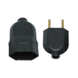 Conjuto Plug de Sobrepor 2P 10A Macho e Tomada Preto Lumibras Conjuto Plug de Sobrepor 2P 10A Macho e Tomada Preto Lumibras