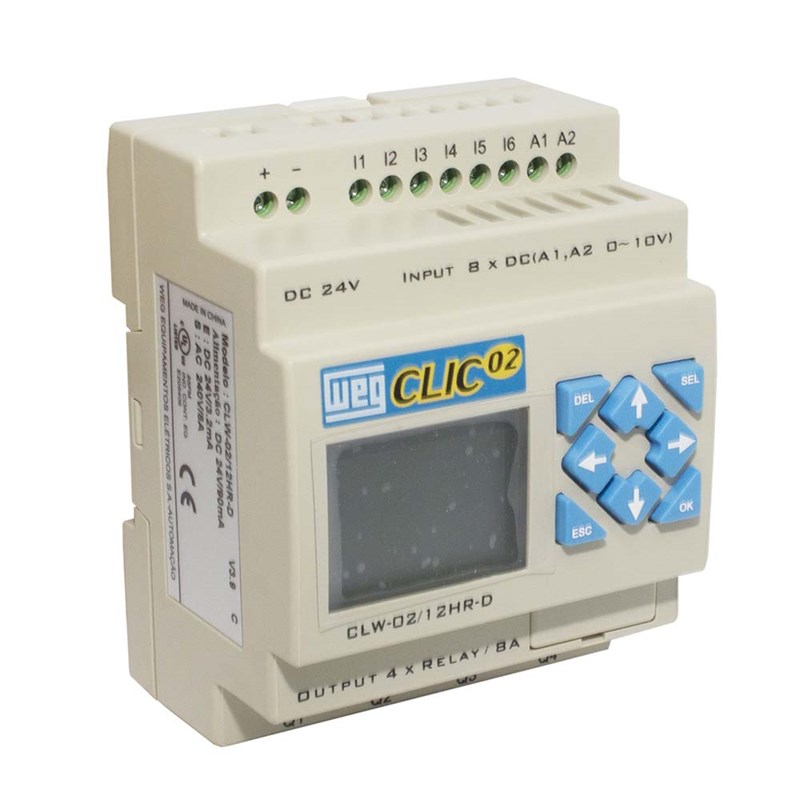 Controlador Programável CLP 24V 4 Saídas Para Relé CLW02 12HR-D 3RD Weg