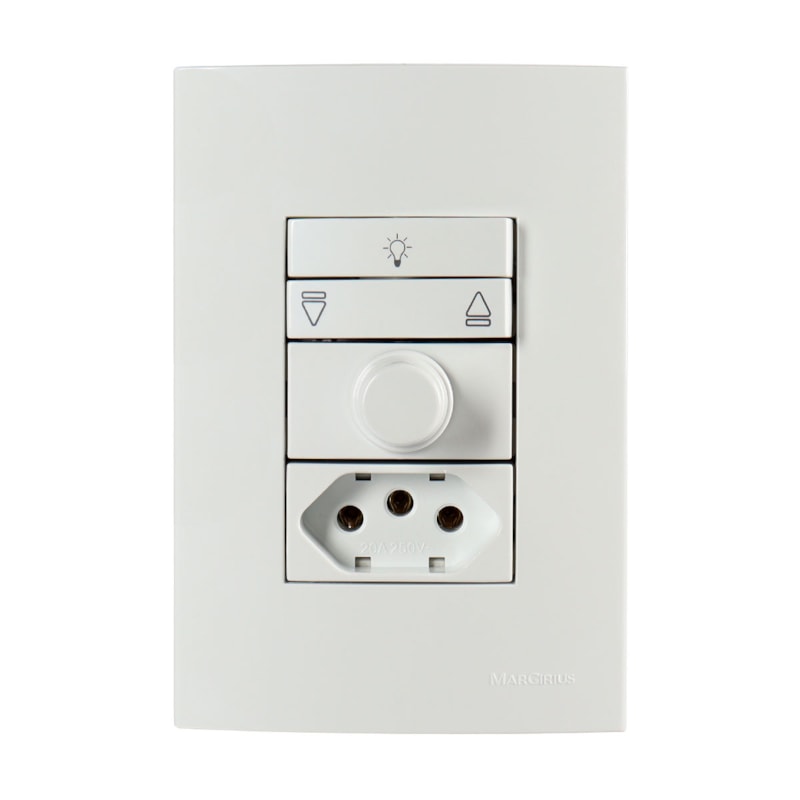 Controle Para Ventilador De Teto E Lâmpada + Tomada 20A Sleek Branco Bivolt 300W/500W Margirius