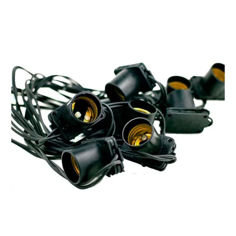 Cordao De Luz Preto 20 Metros 20 Bocais E27 Bio Led