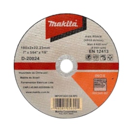Disco de Corte Aço Inox 180x2x22.23mm Makita Disco de Corte Aço Inox 180x2x22.23mm Makita