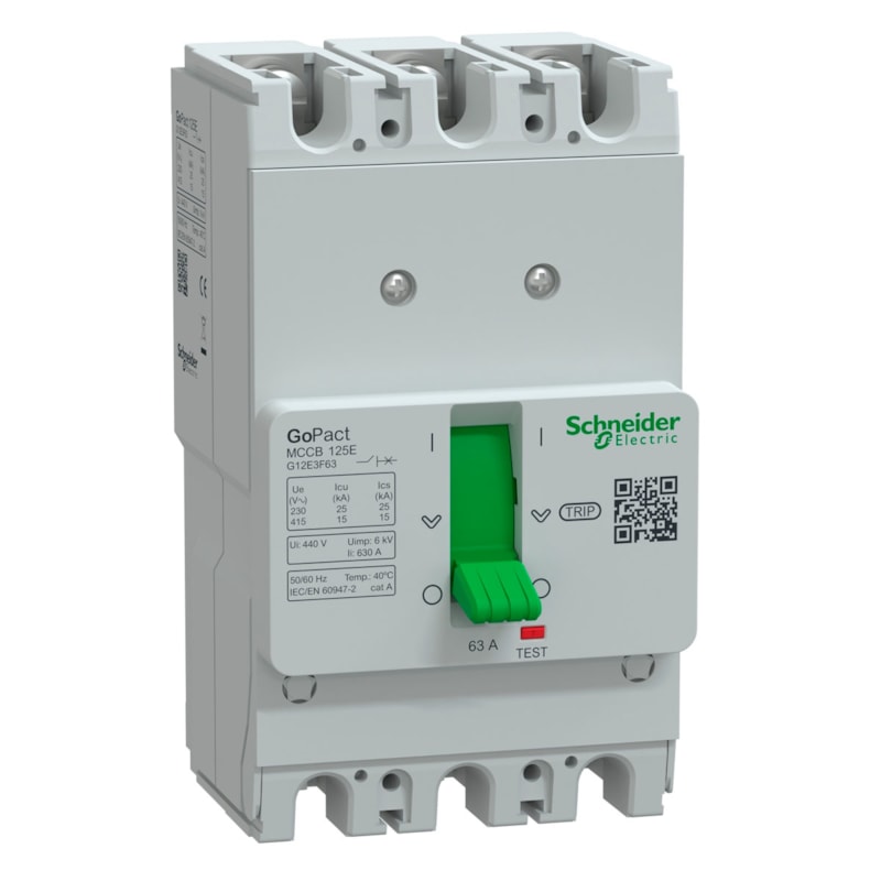 Disjuntor Caixa moldada 3 Polos Go Pact 63A 25Ka 220V-15Ka 380V Fixo G12E3F63 Schneider