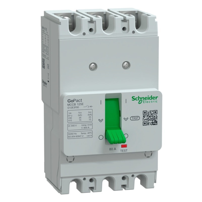 Disjuntor Caixa moldada 3 Polos Go Pact 80A 25Ka 220V-15Ka 380V Fixo G12E3F80 Schneider