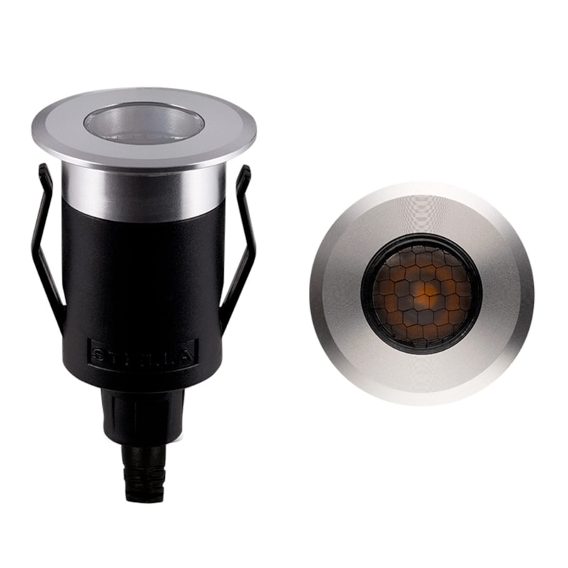 Embutido De Solo Led Way Up com Grade Redondo 1W 3000K Branco Quente Inox 45 Lumens Ip67 Bivolt STELLA