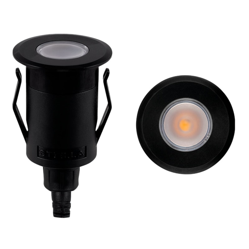 Embutido De Solo Led Way Up Preto Redondo 1W 3000K Branco Quente 80 Lumens Ip67 Bivolt STELLA