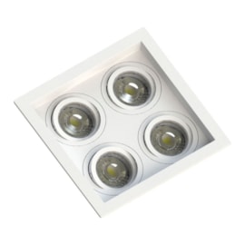 Embutido Dicroica Quadrado Recuado Branco Para 4 Lâmpadas Save Energy