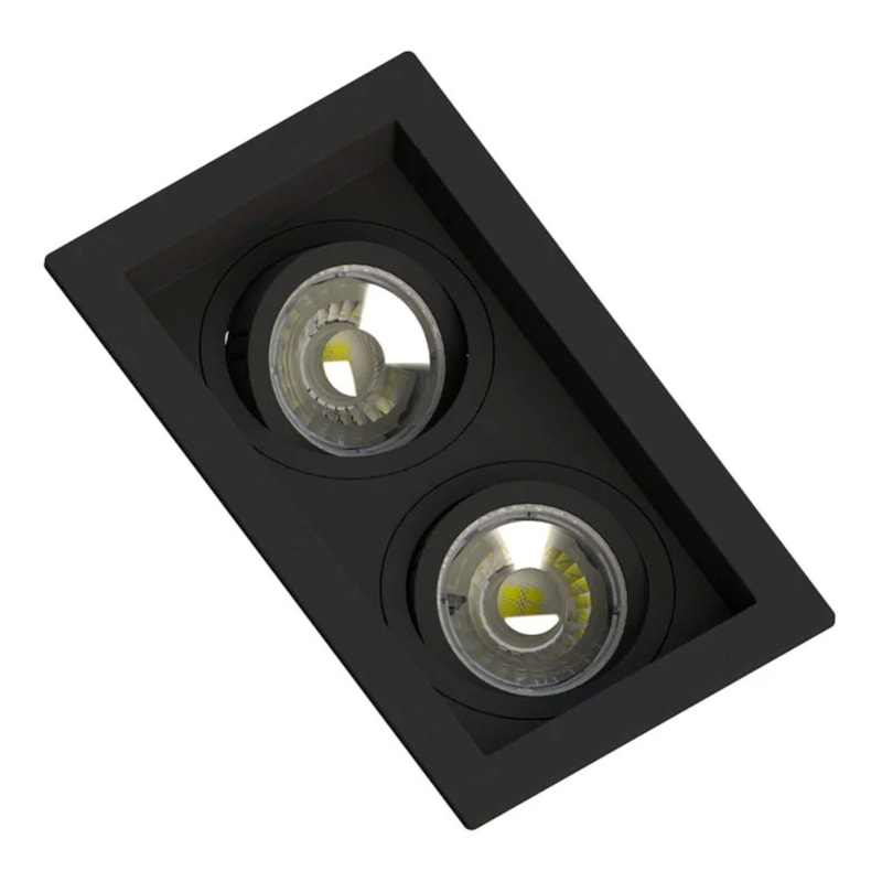 Embutido Dicroica Recuado Preto Para 2 Lâmpadas Save Energy